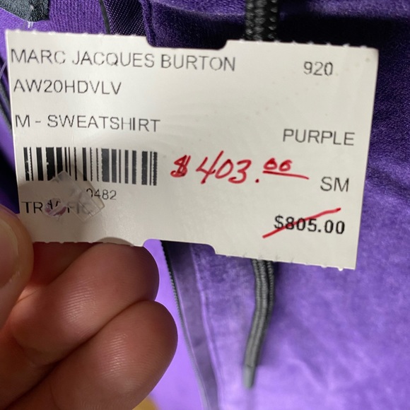 Marc Jacques Burton Velvet Purple Sweatshirt size small - Picture 5 of 6